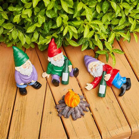 Extra Large Drunk Garden Gnomes Figurines Set Of 4 Funny Dwarf Kno