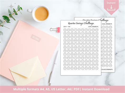 QUARTER SAVINGS CHALLENGE Money Savings Challenge, 365 Days Savings