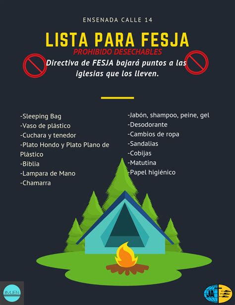 Lista de Campamento para federación de jóvenes canva