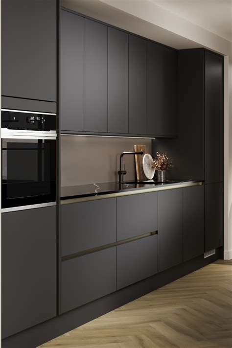 Hockley Super Matt Charcoal Handleless Kitchen In Modern Black