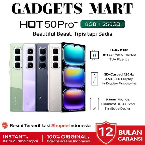 Jual Infinix Hot 50 Pro 8GB 8GB RAM Extended 256GB Helio G100 3D Curved AMOLED Display 120Hz