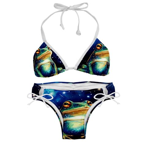 Starry Sky Frog Swimsuit Women Bikinis Detachable Sponge Adjustable Strap Bikini Set Two Pack
