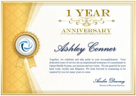 Happy Work Anniversary Ashley Conner Optim Health System