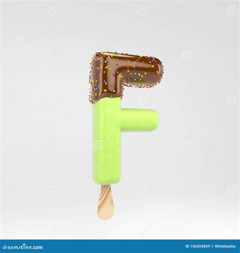 Ice Cream Letter F Uppercase Pistachio Popsicle Font With Hot Chocolate And Sprinkles Isolated