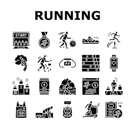 Premium Vector Running Athletic Sport Collection Icons Set Vector