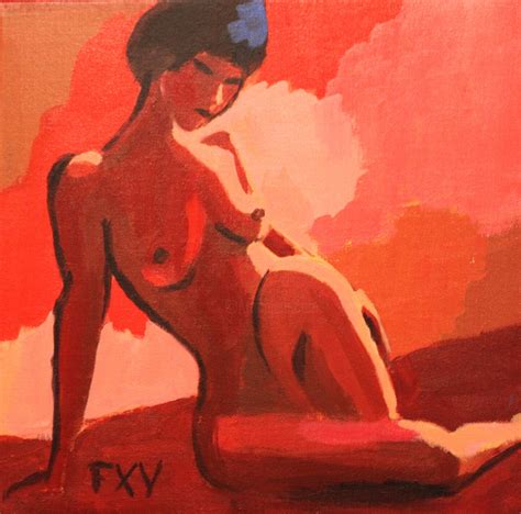 Nu Rouge Peinture Par Francois Xavier Vaudeleau Artmajeur