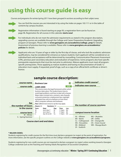 using this course guide is easy - Georgian College