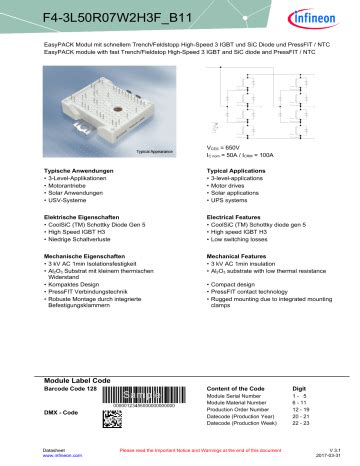 Infineon F L R W H F B Igbt Module Data Sheet Manualzz