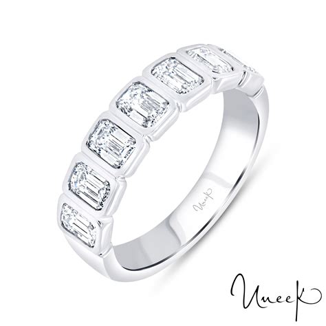 Uneek 18kw Emerald Cut Diamond Bezel Set Eternity Ring Hemsleys Jewellers