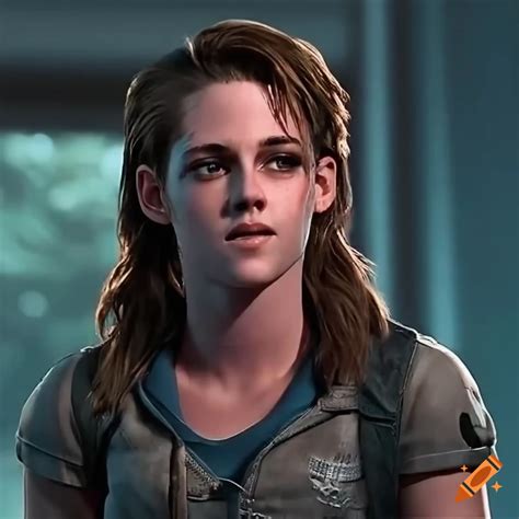 Kristen Stewart As Ellie Williams From Tlou In Dramatic Scene Dimly Lit