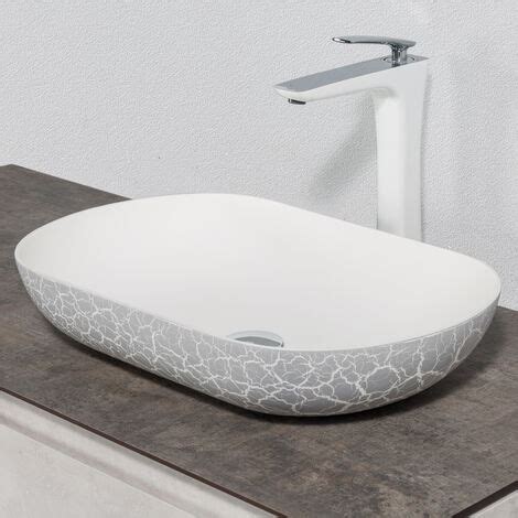 Lavabo De Encimera O Ocean De Resina Mineral Efecto Piedra Gris