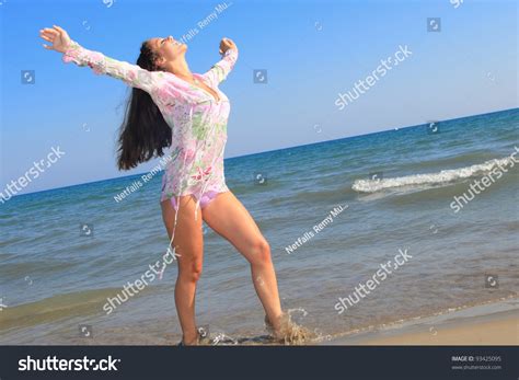 Sexy Bikini Model Posing On Beach Stock Photo Shutterstock