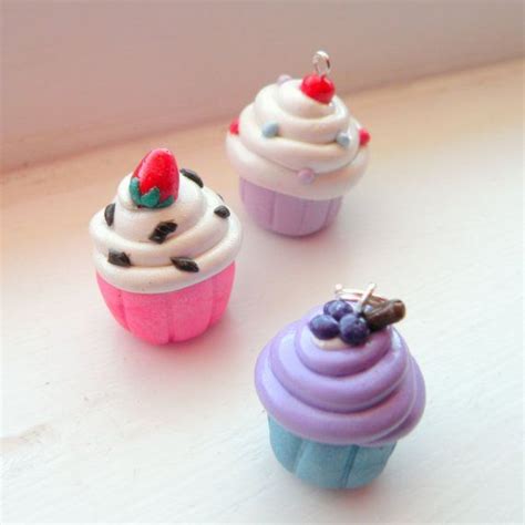 Blueberry Cream Cupcake Charm Free Necklace Etsy Polymer Clay