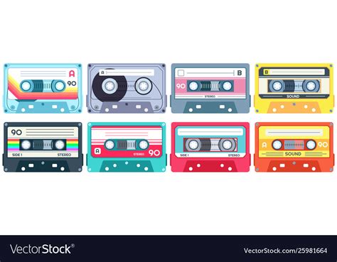 Retro music cassette stereo dj tape vintage 90s Vector Image