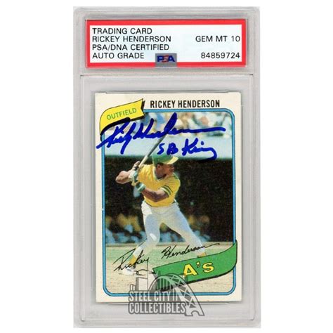 Rickey Henderson 1980 Topps SB King Autograph Rookie Card 482 PSA