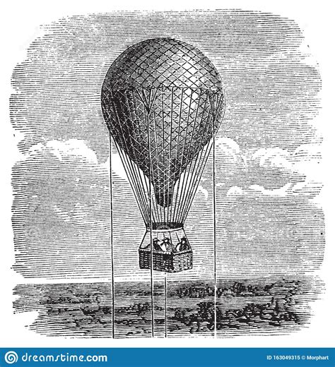 Old Aerostat Or Hot Air Balloon Vintage Illustration Cartoon Vector