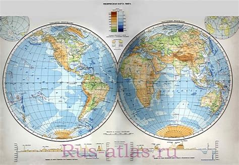 Физическая карта мира. Физическая карта полушарий мира. Физическая ...