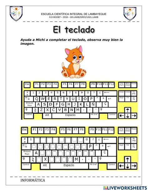 El Teclado Exercise For Primaria Computer Lab Technology Math