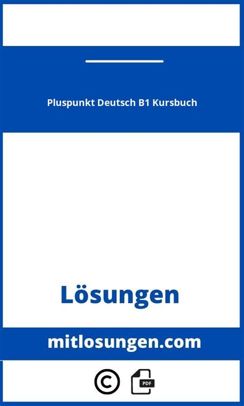 Pluspunkt Deutsch B1 Kursbuch Lösungen Pdf