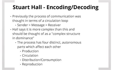 Stuart Hall - Encoding/Decoding by Jill Hornstein on Prezi