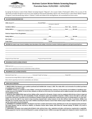 Fillable Online Business Custom Water Rebate Pre Approval Request Form