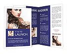 Beautiful Brunette Girl Portrait With Creative Braid Hairstyle Brochure Template Design ID