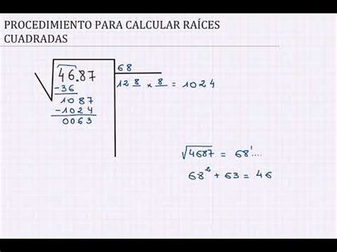 C Lculo De Ra Ces Cuadradas Youtube