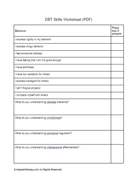 Dbt Skills Worksheet Happiertherapy Worksheets Library