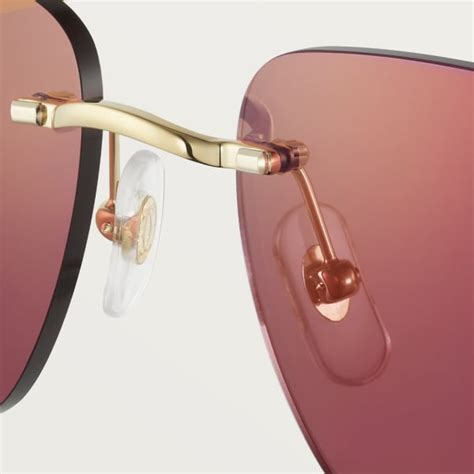 Cresw00648 Signature C De Cartier Sunglasses Smooth Golden Finish Metal Burgundy Lenses