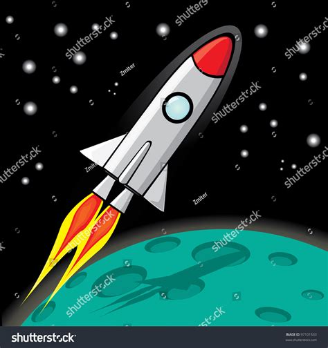 Stylized Vector Illustration Retro Rocket Ship Stock Vector 97101533