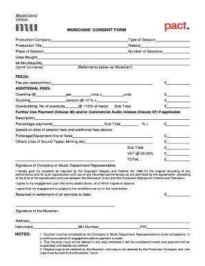 Fillable Online Musicians Consent Form Fax Email Print Pdffiller