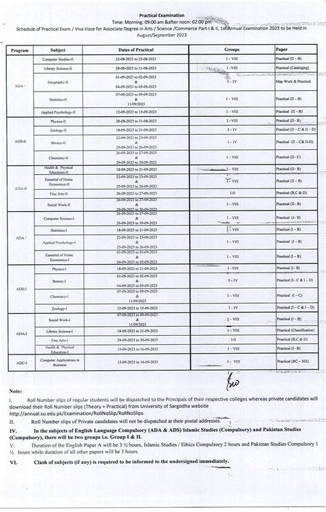 Uos Ada Ads Adc Date Sheet 2024 Annual Exam Pak Word Education