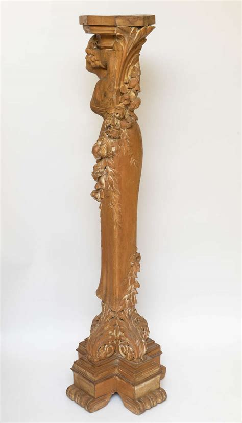 Art Nouveau Carved Wood Figural Pedestal Or Sculpture At 1stdibs