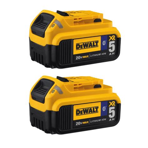 Dewalt 20 Volt Max Xr Lithium Ion Premium Battery Pack 50ah With Bluetooth Connectivity 2 Pack