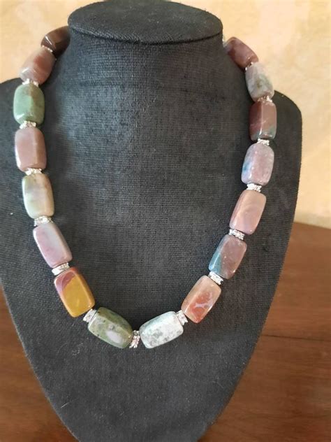 Multi Colored Stone Necklace Etsy