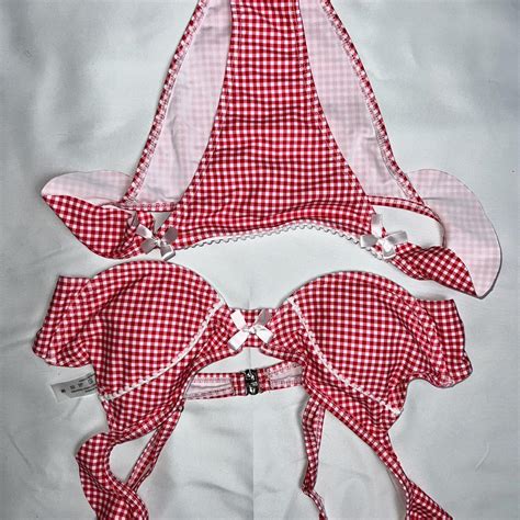 Red And White Gingham Bikini Top And Bottom Bikinilife Depop