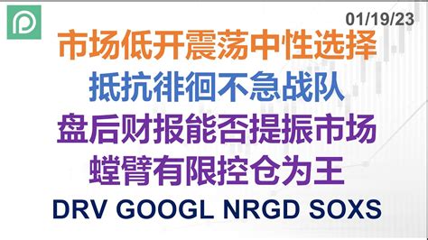 美股分析 DRV GOOGL NRGD SOXS 市场低开震荡中性选择 抵抗徘徊不急战队 盘后财报能否提振市场 螳臂有限控仓为王 YouTube