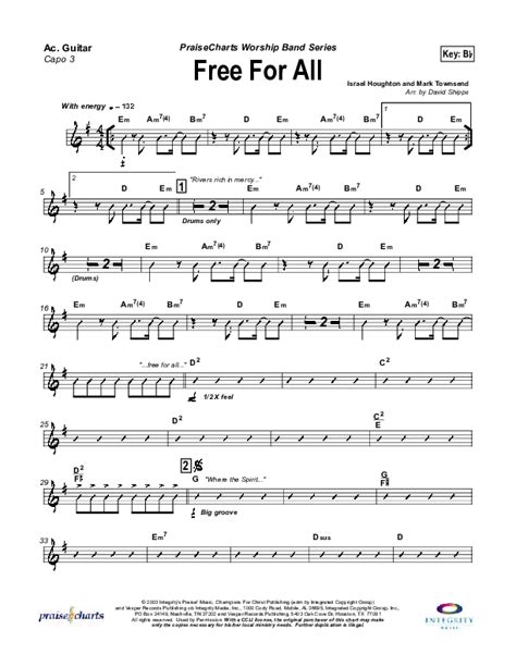 Free For All Acoustic Guitar Sheet Music PDF Lakewood Church