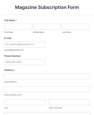 Magazine Subscription Form Template Jotform