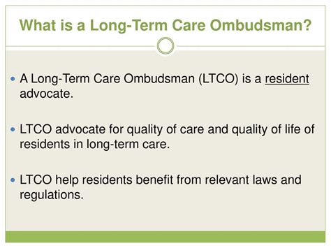 The Long Term Care Ombudsman Program Ppt Download