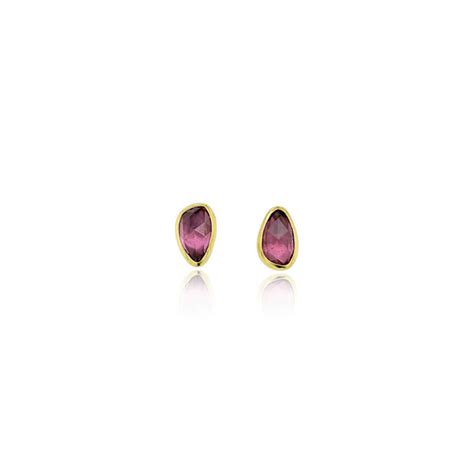 RHODOLITE GARNET ROSE CUT STUD EARRINGS - J. McVeigh Jewelry