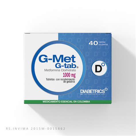 G Met G Tab Metformina 1000 Mg Diabetrics Caja X 40 Tabletas