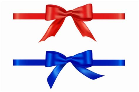 Blue And Red Bow For Celebration Graphic By Mim Boonsiri Creative Fabrica