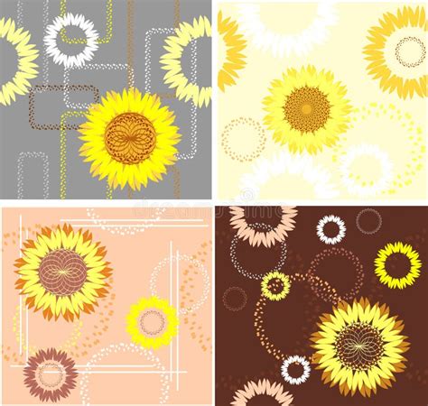 Cuatro Modelos Del Girasol Ilustraci N Del Vector Ilustraci N De Telas