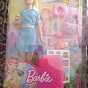 Barbie Travel Doll Blonde Doll With Puppy Opening Pink Suitcase Collapsing Handle
