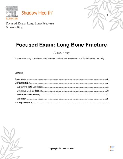 Focused Exam: Long Bone Fracture Answer Key (2022) - Studocu