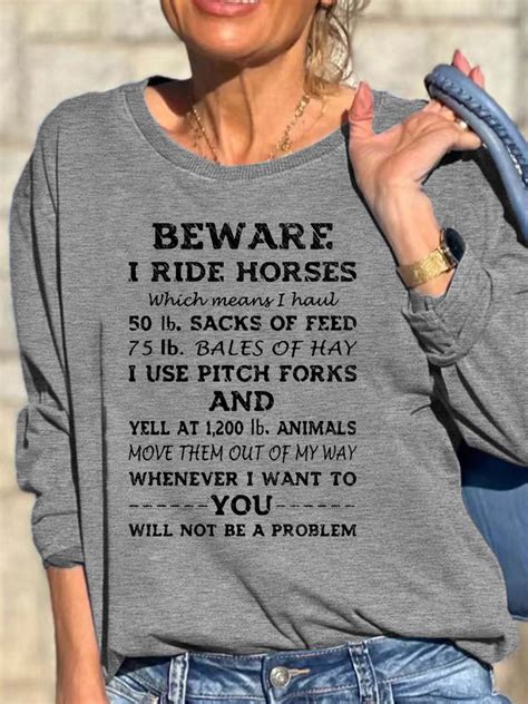 US$ 26.99 - Womens Beware I Ride Horses Horse Riding Funny Sweatshirts - www.zicopop.com