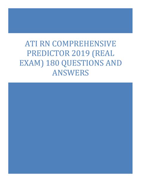 Ati Rn Comprehensive Predictor 2019 Real Exam 180 Questions And