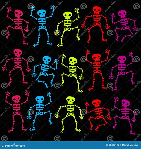 Colorful Dancing Skeletons Stock Vector Illustration Of Halloween