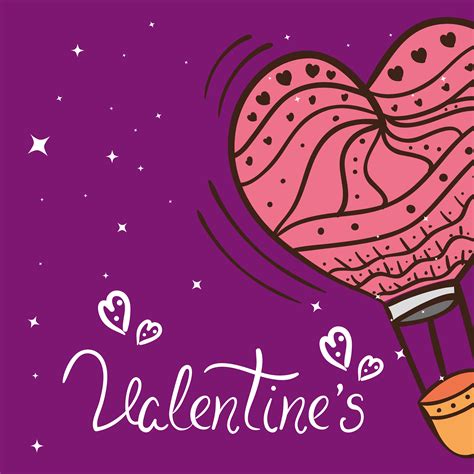 Valentines Day Card With Balloon Air Hot 4475823 Vector Art At Vecteezy
